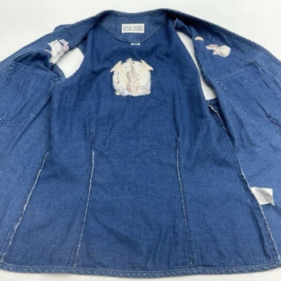 Vintage USA Made Gotcha Covered Women's Embroidered Denim Jean Vest - Size S - Picture 6 of 6